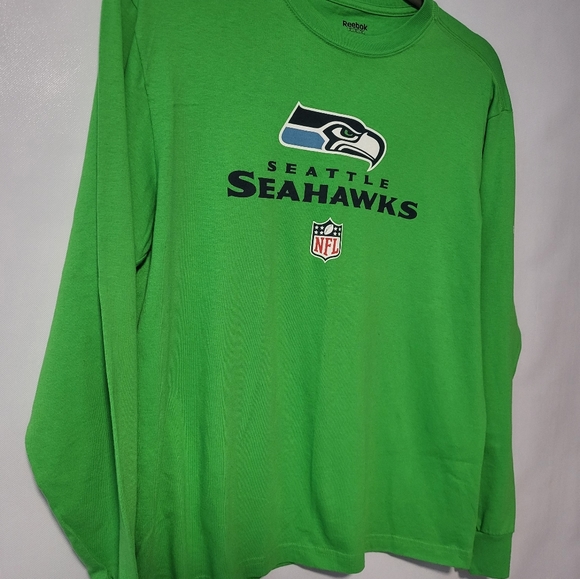 Seattle Seahawks Neon Green Long Sleeve Men's T-Shirt Size Medium. - Picture 2 of 9